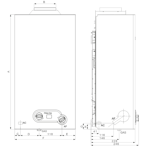 INNOVITA SCALDABAGNO A CAMERA APERTA 11 LT GPL