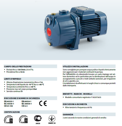 PEDROLLO ELETTROPOMPA 1 HP